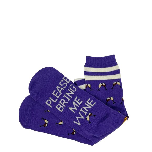 Funny Purple Socks "If You Can Read This Bring Me Wine" NWOT - Picture 2 of 2